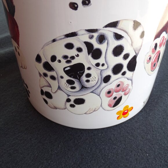 Vintage Dog Cookie Jar 9"Tx6.25"W with Paw Prints & Bones - Picture 6 of 12